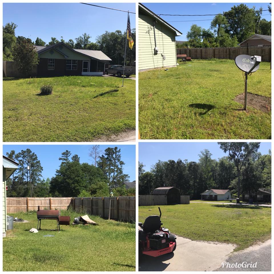 Yard before landscaping redesign